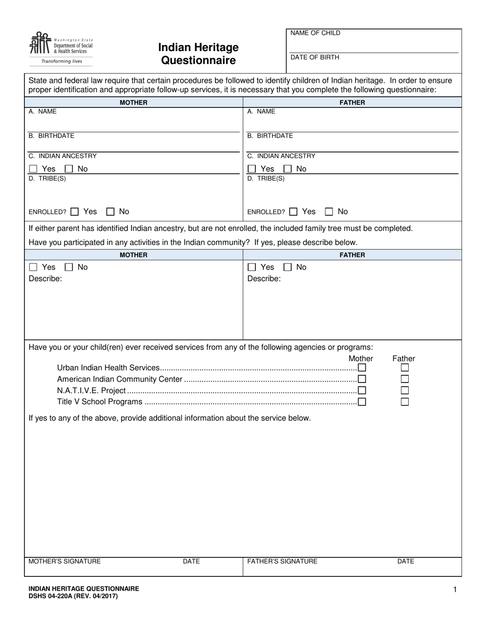 DSHS Form 04-220A - Fill Out, Sign Online and Download Printable PDF ...