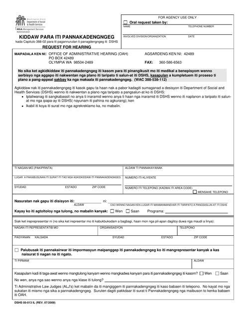 DSHS Form 05-013 Request for Hearing - Washington (Ilocano)