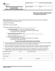 Document preview: DSHS Form 05-255 Medicaid Transformation Project Demonstration Notice of Action Exception to Rule - Washington