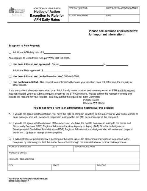 DSHS Form 05-256  Printable Pdf