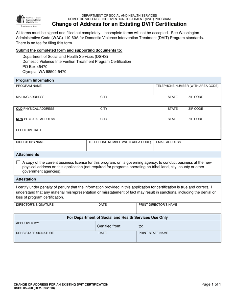 DSHS Form 05260 Fill Out, Sign Online and Download Printable PDF
