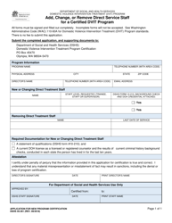 Document preview: DSHS Form 05-261 Add, Change, or Remove Direct Service Staff for a Certified Dvit Program - Washington