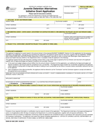 DSHS Form 05-180C Juvenile Detention Alternatives Initiative Grant Application - Washington