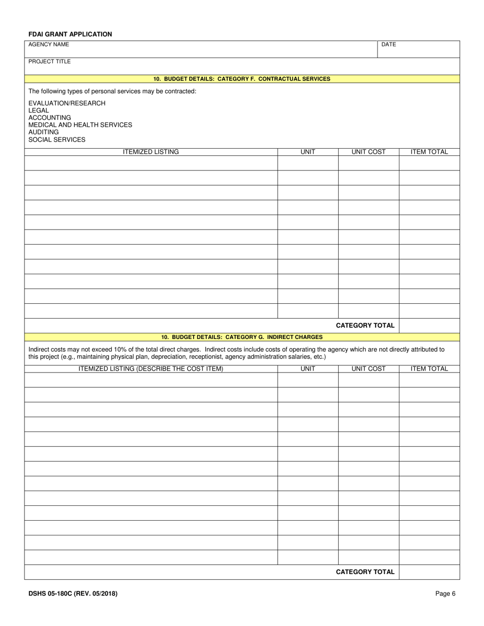 DSHS Form 05-180C Juvenile Detention Alternatives Initiative Grant Application - Washington, Page 6