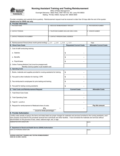 DSHS Form 06-123  Printable Pdf