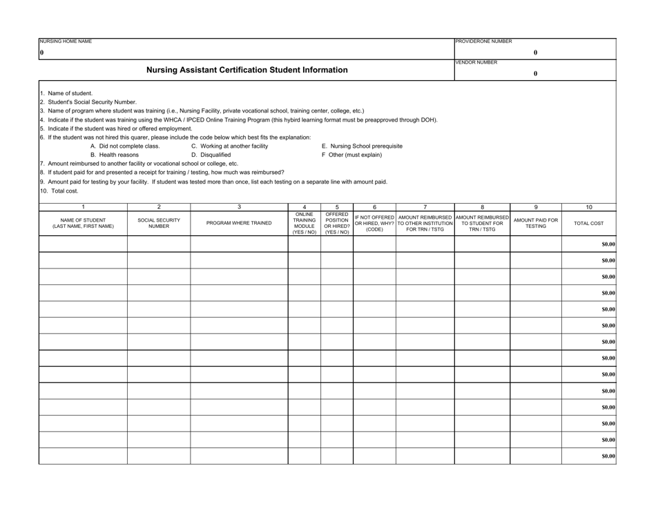 DSHS Form 06-123 Nursing Assistant Training and Testing Reimbursement - Washington, Page 3