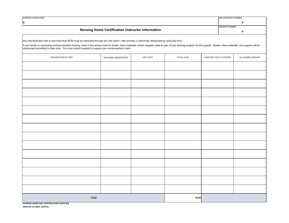 DSHS Form 06-123 Nursing Assistant Training and Testing Reimbursement - Washington, Page 5