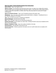 DSHS Form 06-177 Residential Training Roster/Reimbursement - Washington, Page 2