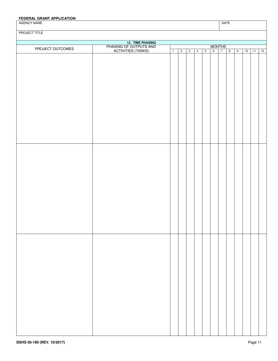 DSHS Form 05-180 Federal Grant Application - Washington, Page 11