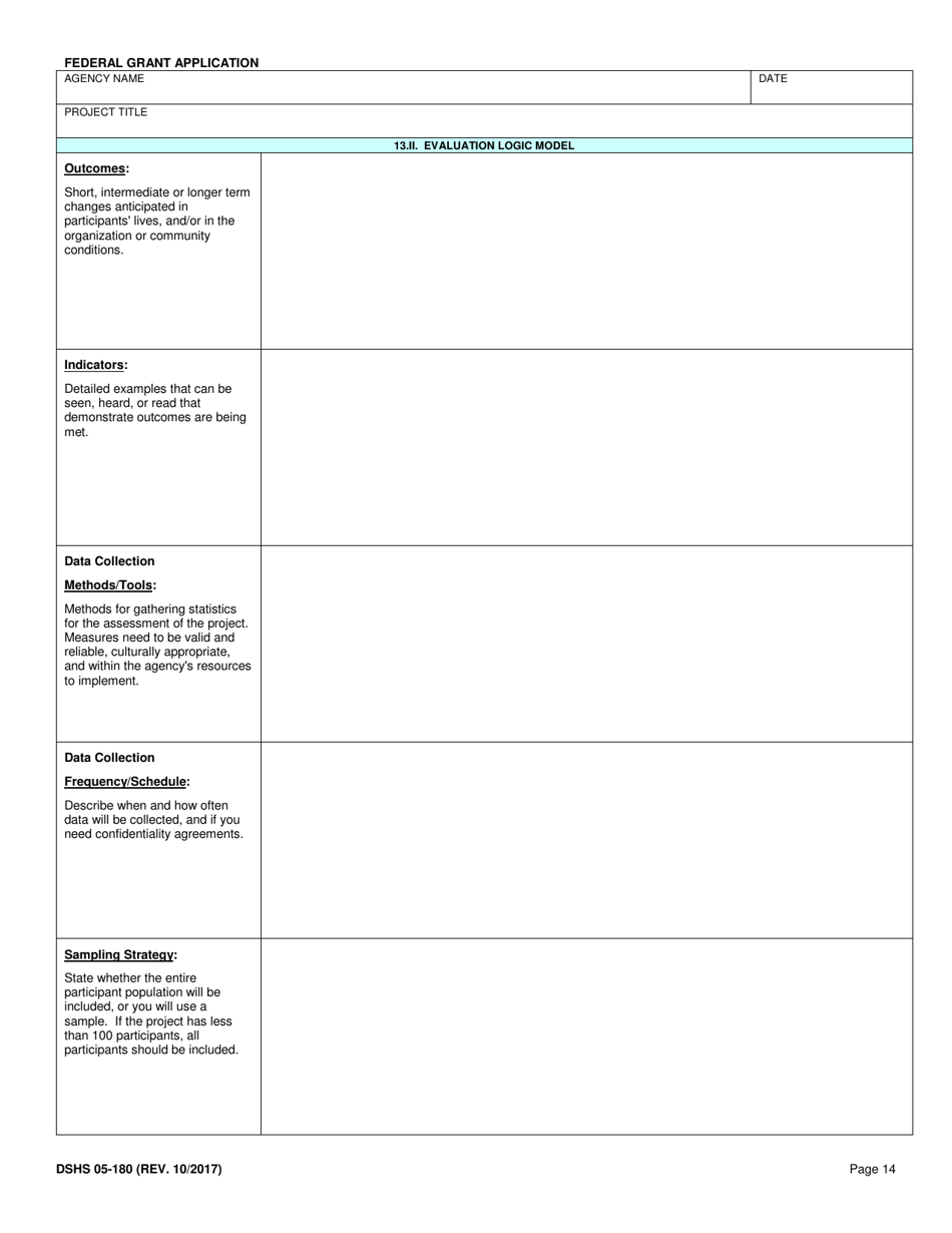 DSHS Form 05-180 Federal Grant Application - Washington, Page 14