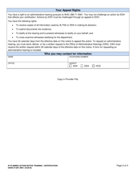 DSHS Form 07-097 Individual Provider Planned Action Notice Training/Certification (Home and Community Services) - Washington, Page 2