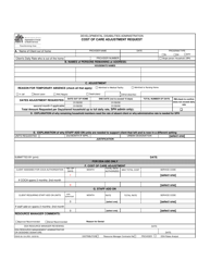 DSHS Form 06-124 Cost of Care Adjustment Request - Washington