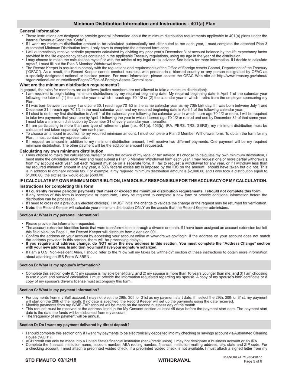 Form STD FMAUTO Plan 3 Automated Minimum Distribution - Washington, Page 5