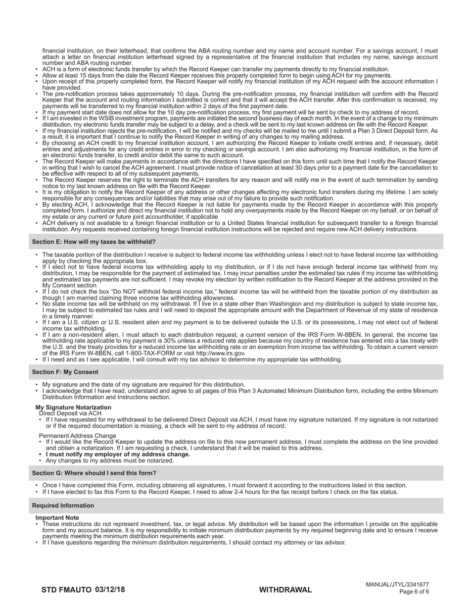 Form STD FMAUTO Plan 3 Automated Minimum Distribution - Washington, Page 6