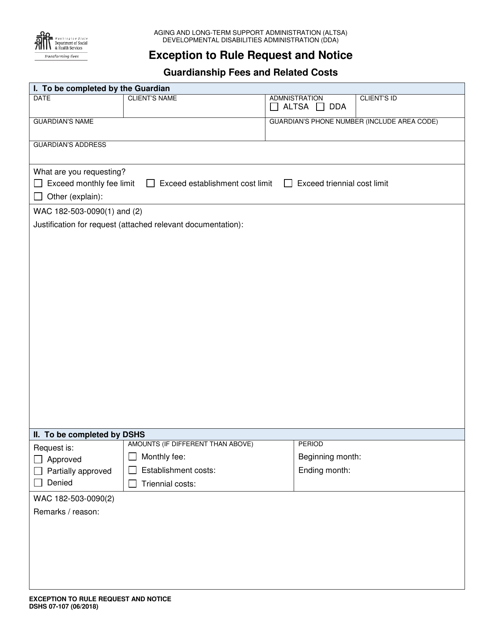 DSHS Form 07-107  Printable Pdf