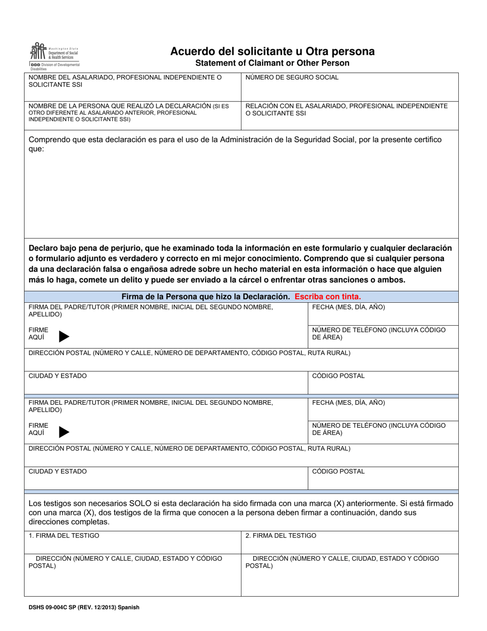 DSHS Formulario 09-004C Acuerdo De Colocacion Voluntaria (VPA) Para Nino O Joven Con Discapacidades Del Desarrollo - Washington (Spanish), Page 3