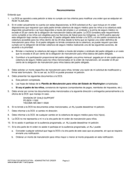 DSHS Formulario 09-280B Peticion De Modificacion &quot; Orden Administrativa - Washington (Spanish), Page 2