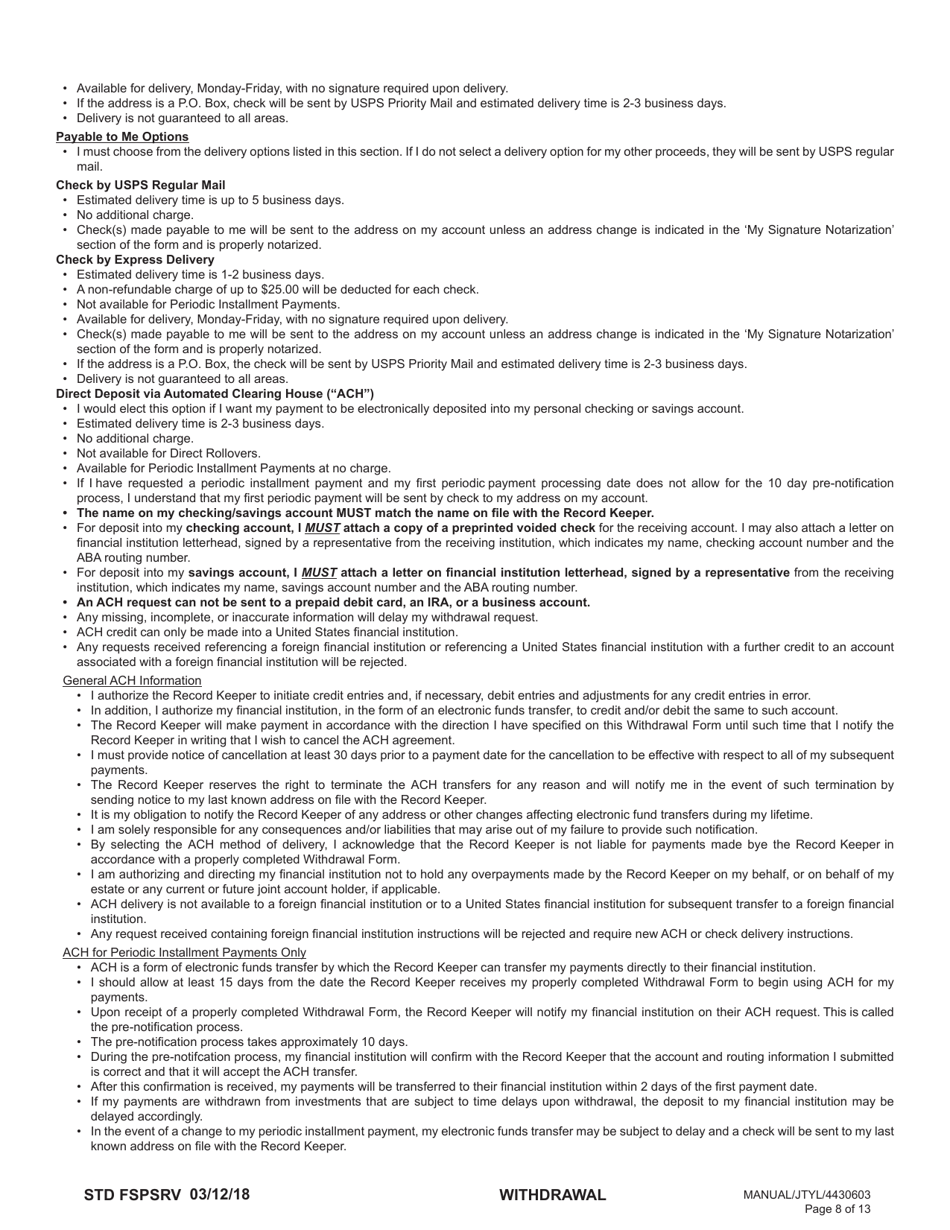 Form STD FSPSRV Plan 3 Member Withdrawal 401(A) Plan - Washington, Page 8