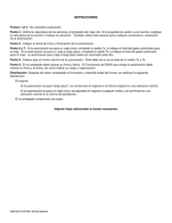 DSHS Formulario 09-415 Autorizacion Para Gastos (No Empleado) - Washington (Spanish), Page 2