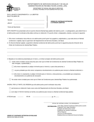 Document preview: DSHS Formulario 09-705 Orden De Continuar Detencion U Otorgar Libertad - Washington (Spanish)