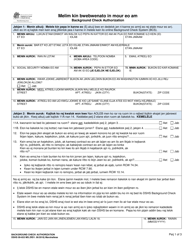 Document preview: DSHS Form 09-653 Background Check Authorization - Washington (Marshallese)