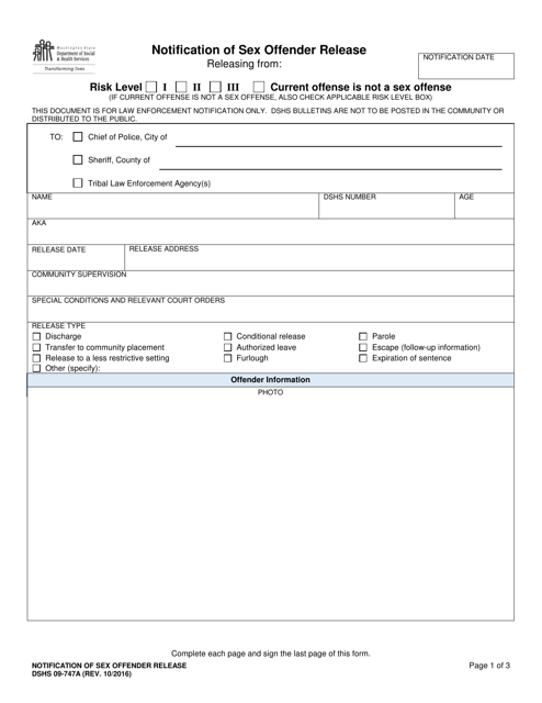 DSHS Form 09-747A  Printable Pdf