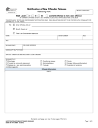DSHS Form 09-747A Notification of Sex Offender Release - Washington