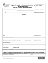 DSHS Formulario 09-746A Registro Previo De Delincuentes Sexuales/De Secuestro En Dshs - Washington (Spanish)