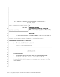 Document preview: DSHS Formulario 09-878 Orden Que Aprueba El Cuidado Fuera Del Hogar Continuado (Nino Con Una Discapacidad De Desarrollo) - Washington (Spanish)