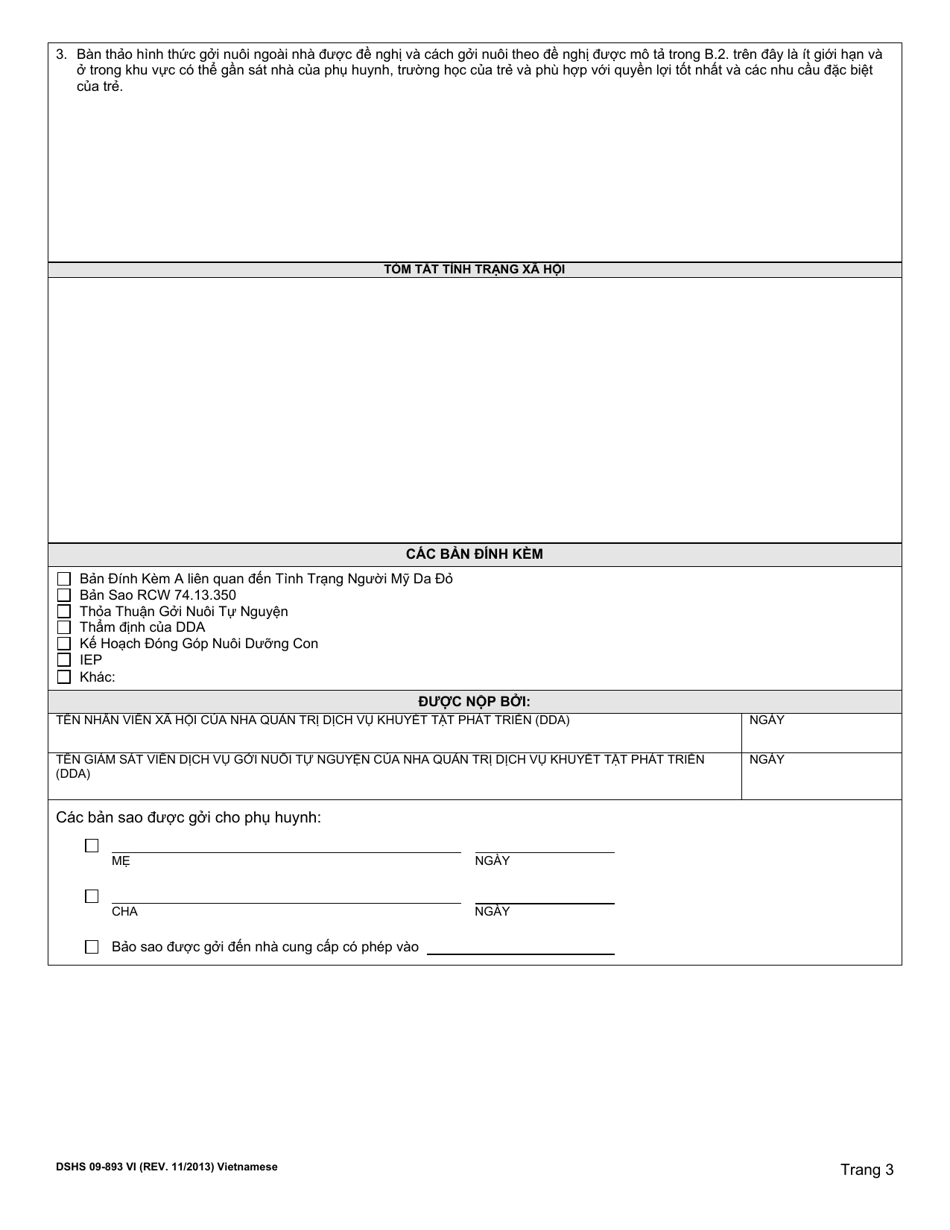 DSHS Form 09-893 Periodic Review of Individual Service Plan - Washington (Vietnamese), Page 3