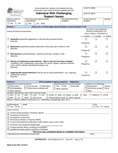 DSHS Form 10-234  Printable Pdf