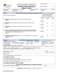 DSHS Form 10-234 Individual With Challenging Support Issues - Washington