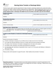 Document preview: DSHS Form 10-237 Nursing Home Transfer or Discharge Notice - Washington