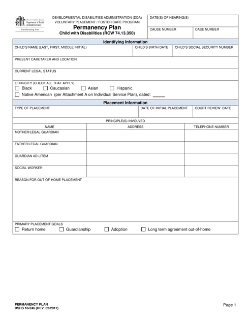 DSHS Form 10-246  Printable Pdf