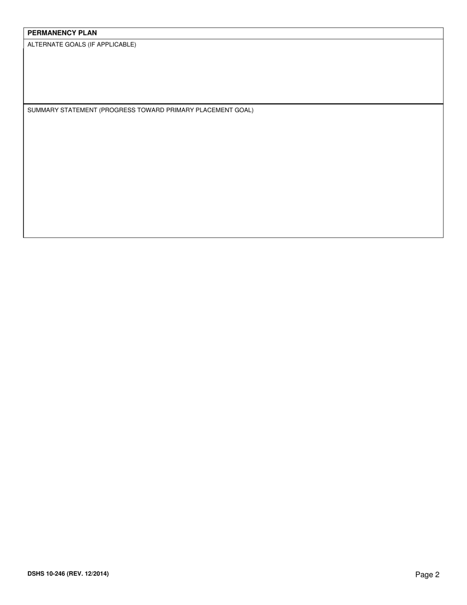 DSHS Form 10-246 Permanency Plan - Child With Disabilities - Washington, Page 2