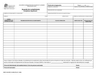 Document preview: DSHS Formulario 10-248 Acuerdo De Cumplimiento - Washington (Spanish)
