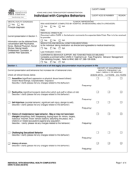 DSHS Form 10-234A Individual With Complex Behaviors - Washington
