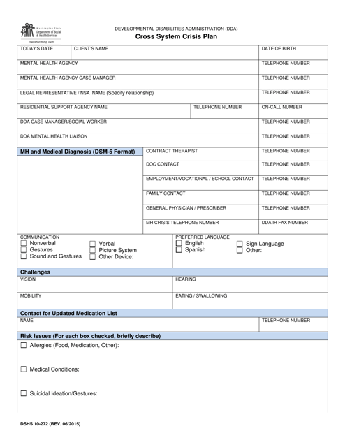 DSHS Form 10-272  Printable Pdf
