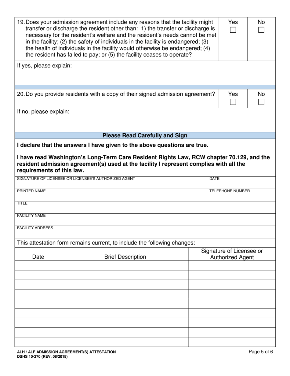 Dshs Form 10 270 Fill Out Sign Online And Download Printable Pdf