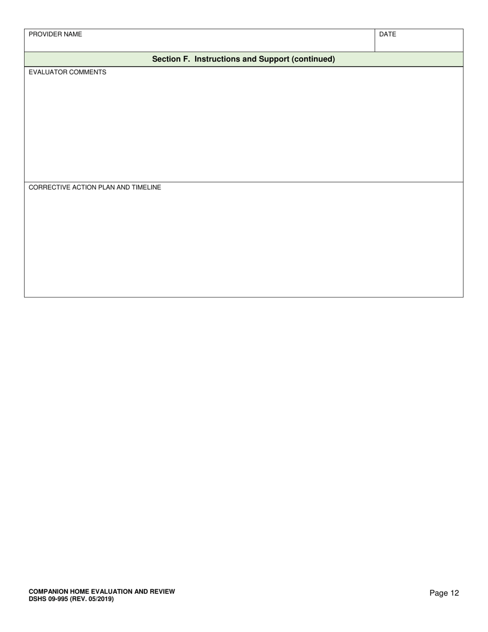 DSHS Form 09-995 Companion Home Evaluation and Review - Washington, Page 12