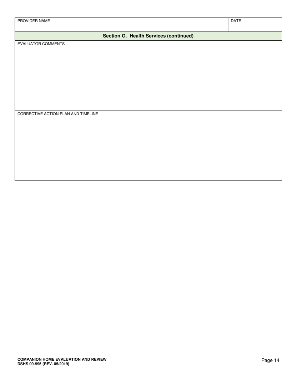 DSHS Form 09-995 Companion Home Evaluation and Review - Washington, Page 14