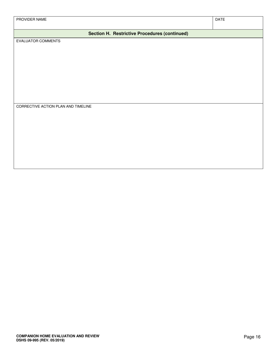 DSHS Form 09-995 Companion Home Evaluation and Review - Washington, Page 16