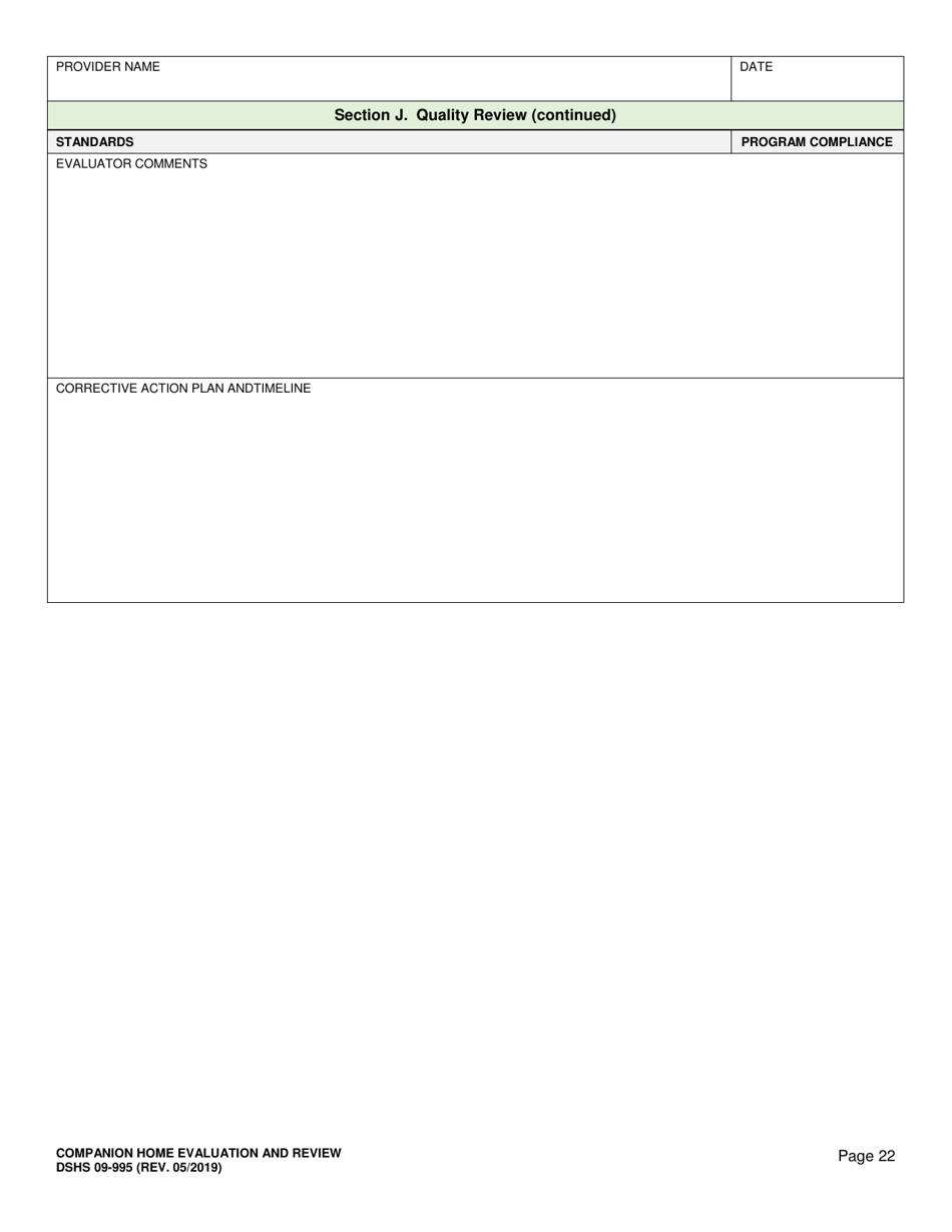 DSHS Form 09-995 Companion Home Evaluation and Review - Washington, Page 22
