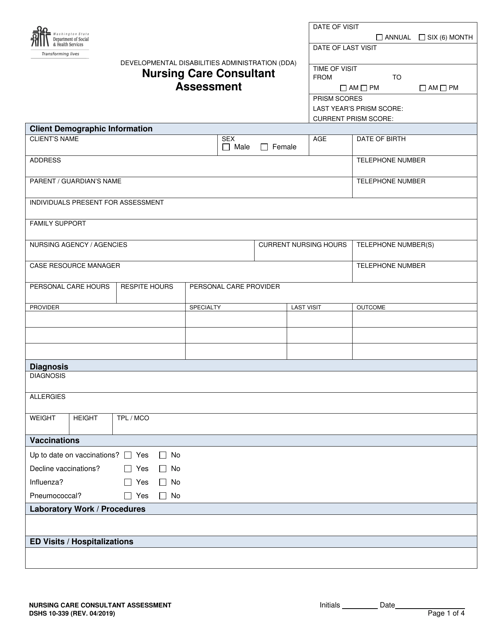 DSHS Form 10-339  Printable Pdf