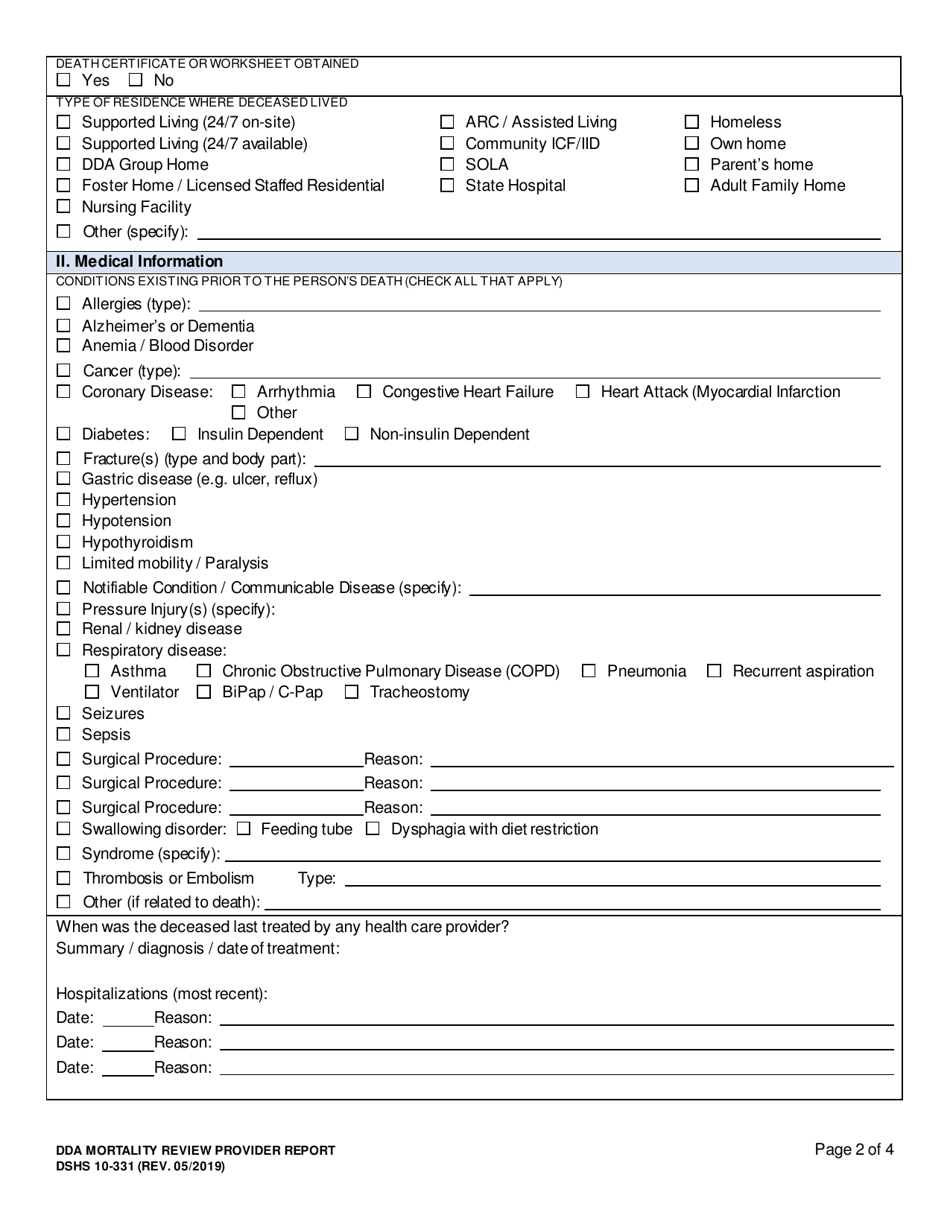 DSHS Form 10-331 - Fill Out, Sign Online and Download Printable PDF ...