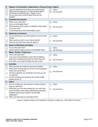DSHS Form 10-365 Attachment G Assisted Living Facility Resident Interview - Washington, Page 3