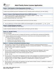 DSHS Form 10-410 Adult Family Home License Application - Washington, Page 2