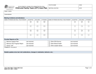 DSHS Form 10-471 Child and Family Team (Cft) Care Plan - Washington