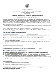 Document preview: DSHS Formulario 10-565 Exencion Medica Para La Vacuna Contra La Influenza - Washington (Spanish)