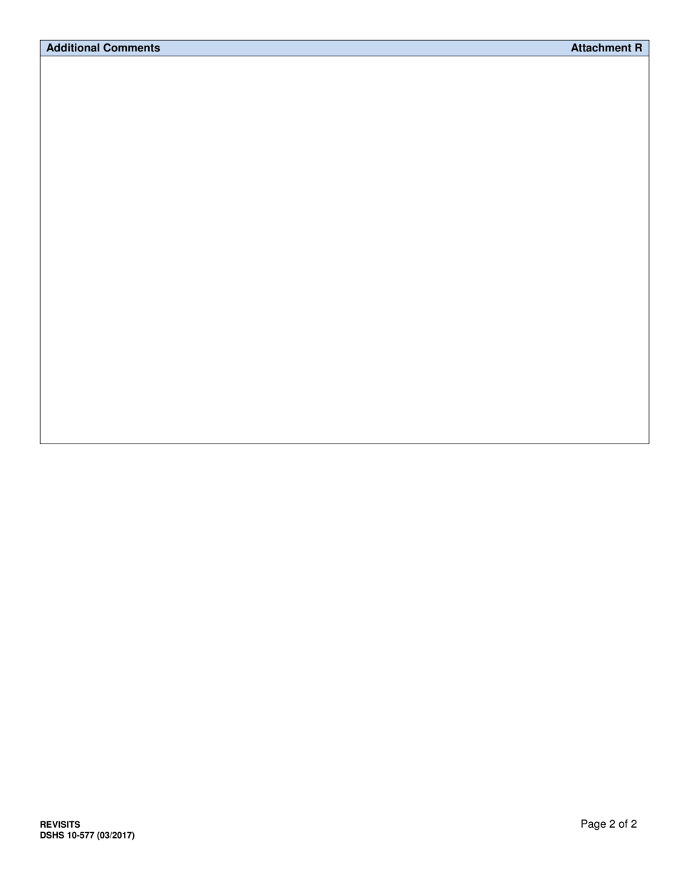 DSHS Form 10-557 Attachment R Revisits - Washington, Page 2